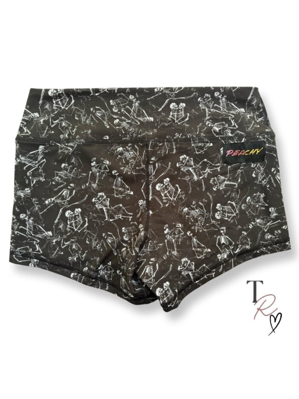 Peachy Athletic NWOT Peach Perfect Skeleton Gothcore Booty Bike Gym Shorts M